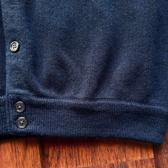 Vintage IZOD Golf Cardigan Sweater 90s Mens Large Navy Blue Embroidered Logo - Picture 10 of 16